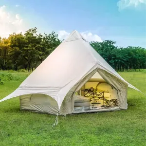 Inflatable Tent for Camping, 4-6 Person Bell Yurt Tent 13.1ft, Equipped with an Air Pump, No Center Pole,4 Season Waterproof Tents, Suitable for Family Camping, Hunting, Parties