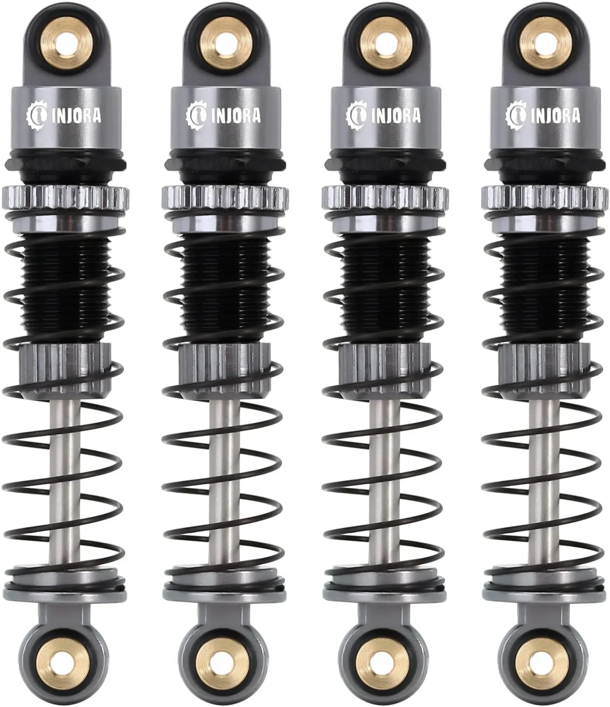 INJORA 39mm Shocks- Aluminum Threaded Shock Adjustable Absorber Oil Damper for Axial SCX24 FMS FCX24M 1/24 RC Crawler Car Upgrade Parts(Grey)