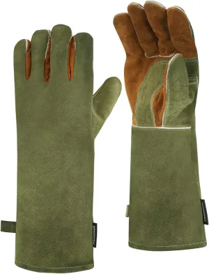 INNO STAGE Welding Gloves Heat Resistant 16 Inches Cowhide 662 ℉ Leather Forge Mig Welder Gloves for BBQ