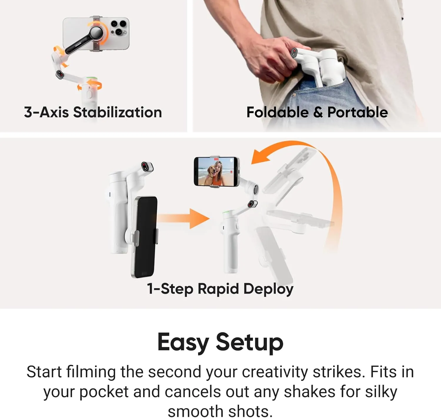 Insta360 Flow 2 Pro Vlog Bundle Grey - Foldable AI Phone Gimbal, Track in 200  Apps with Apple DockKit, 360º Pan Tracking, Built-in Tripod/Selfie Stick, Remote Control, Spotlight/Backpack Mount