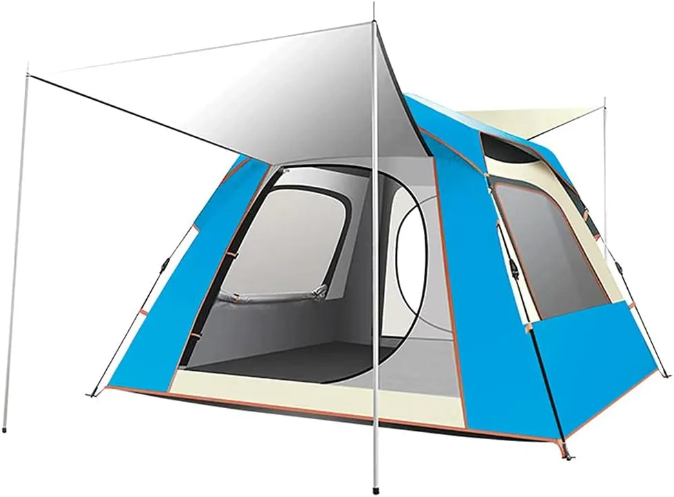 Instant Pop-up Camping Tent for 3-8 People Lightweight Double Layer Family Tent with Carrying Bag for Outdoor Camping Hiking Climbing Fishin (Sky Blue 5~8 Person) (Sky Blue 5~8 Person)