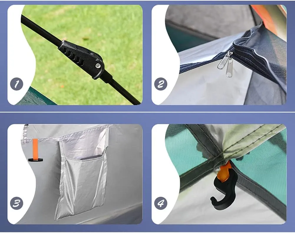 Instant Pop-up Camping Tent for 3-8 People Lightweight Double Layer Family Tent with Carrying Bag for Outdoor Camping Hiking Climbing Fishin (Sky Blue 5~8 Person) (Sky Blue 5~8 Person)