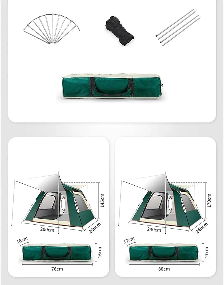 Instant Pop-up Camping Tent for 3-8 People Lightweight Double Layer Family Tent with Carrying Bag for Outdoor Camping Hiking Climbing Fishin (Sky Blue 5~8 Person) (Sky Blue 5~8 Person)