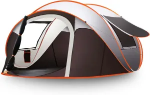 Instant Pop Up Tent Family Camping Tent, Waterproof Windproof 5-8 Person Tent, 4 Large Mesh Windows, Easy Set Up