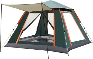 Instant Tent,Pop Up Tent,Camping Tent For 4 Person, Beach Tent Sun Shelter With Storage Bag, Support Rod, 2 Mesh Windows & 2 Doors,Easy Set Up Tent For Camping, Hiking, Fishing ( Color : /Green , Size