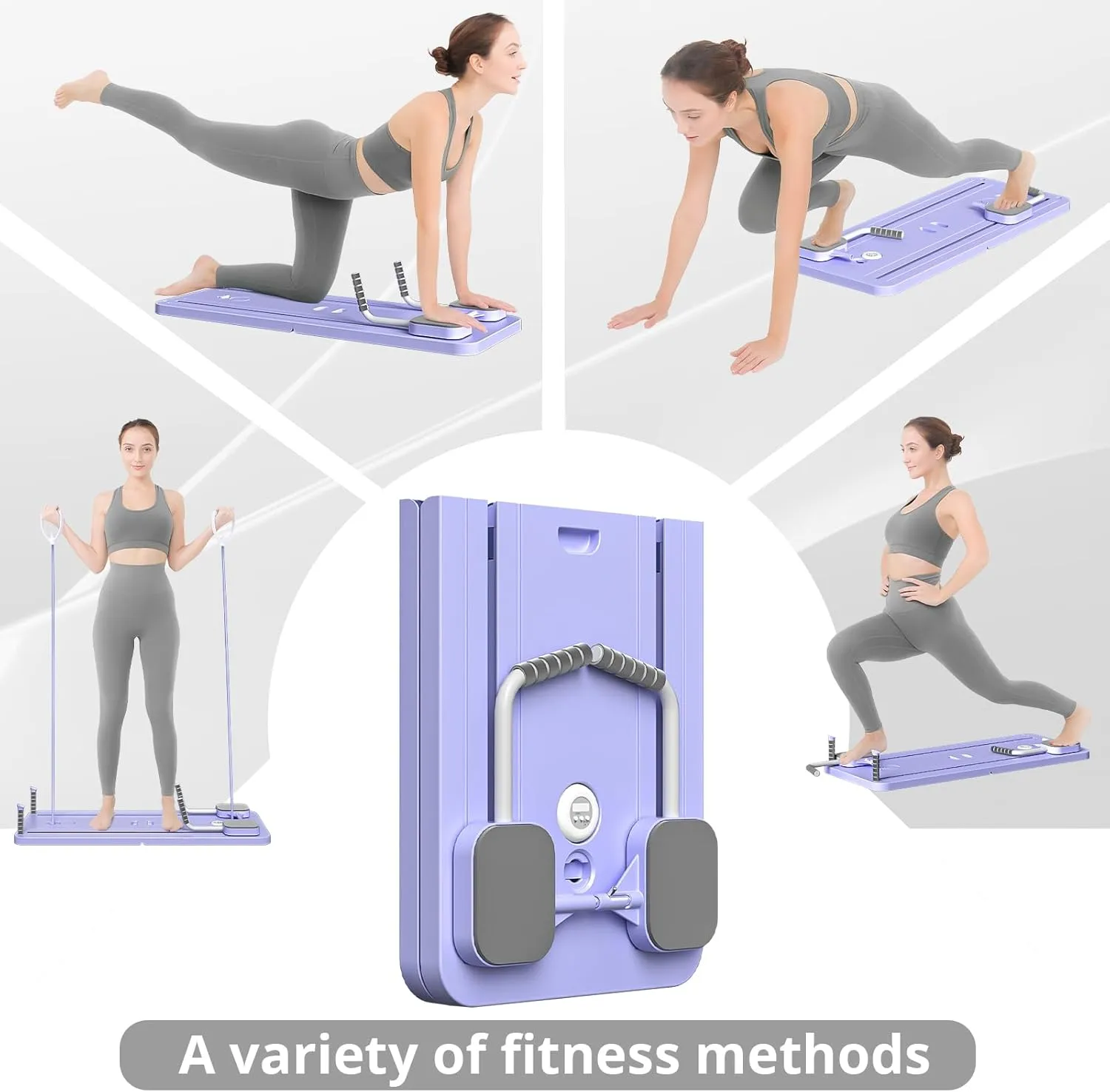 JANUA Pilates Board - Pilates Reformer Set, Multi-Purpose Foldable Pilates Reformer Board for Home, 5 in 1 Pilates Sliding Board (Purple)