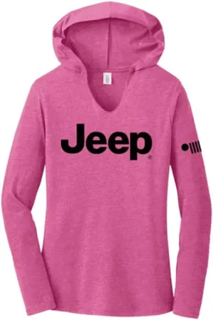 Jeep Ladies Lightweight Triblend Hooded T-Shirt - Lotus Pink