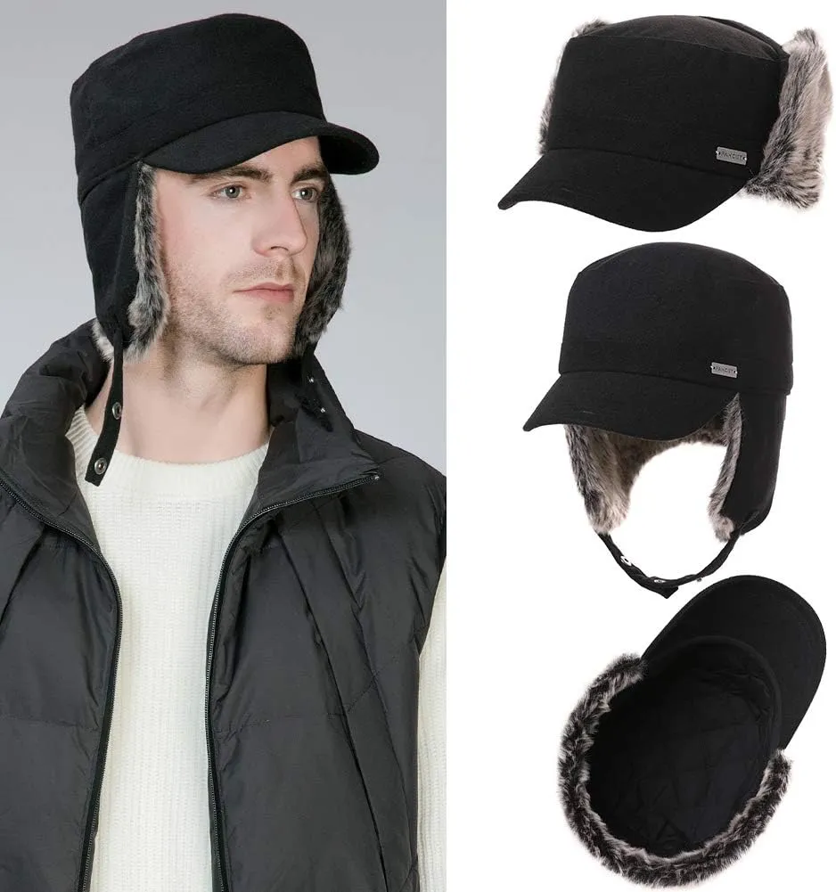 Jeff & Aimy Unisex Winter Earflap Trapper Hunting Ski Hat Baseball Cap 54-62CM