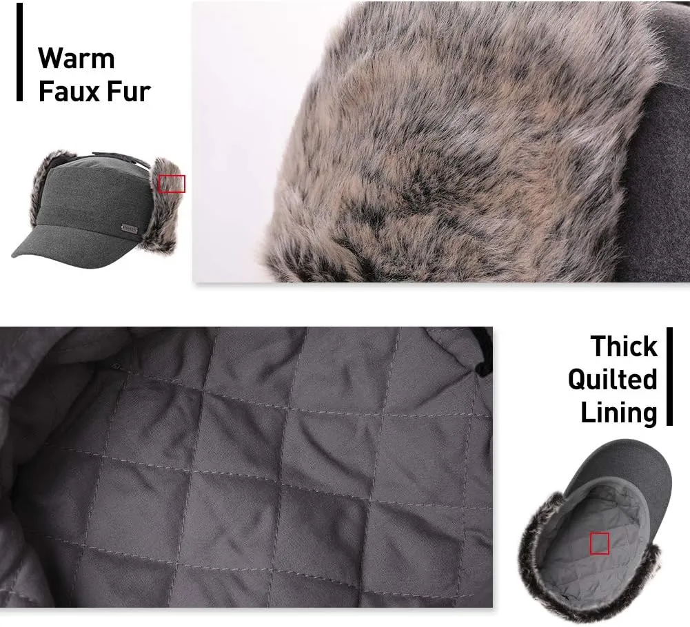 Jeff & Aimy Unisex Winter Earflap Trapper Hunting Ski Hat Baseball Cap 54-62CM