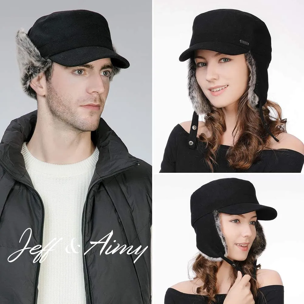 Jeff & Aimy Unisex Winter Earflap Trapper Hunting Ski Hat Baseball Cap 54-62CM