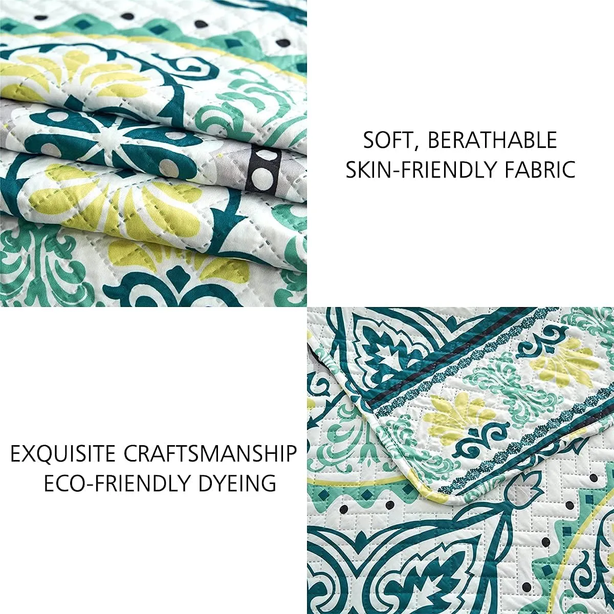 JML Quilt Set King Size (92" x104"), 3 Piece King Size Quilt Sets with 2 Pillow Shams - Soft and Lightweight, Boho Reversible King Quilt Bedding Bedspread Coverlet Set, Medallion