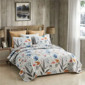 JML Quilt Set Queen Size (88" x92"), 3 Piece Queen Size Quilt Sets with 2 Pillow Shams - Soft and Lightweight, Boho Reversible Queen Quilt Bedding Bedspread Coverlet Set, Floral