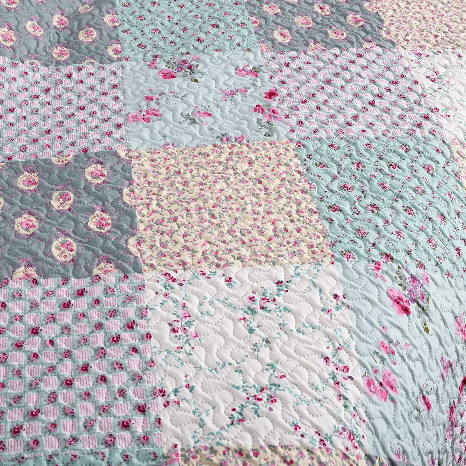 JML Quilt Set - Queen Size Quilt Sets with Shams - 3 Pieces - All Season Lightweight Soft Printed Pattern Bedding Bedspread Coverlet Set
