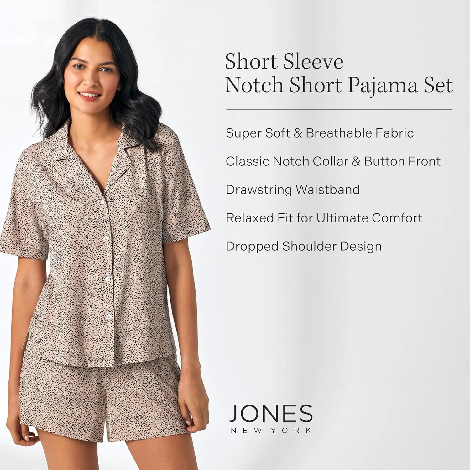 Jones New York Womens Sleepwear Lightweight Short Sleeve and Boxer Short 2-Piece Pajama Set