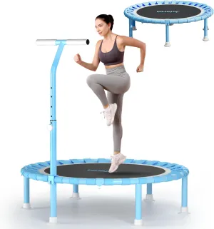 Juturna 40" Foldable Mini Trampoline, Rebounder Trampoline for Adults, 450lbs Capacity with T-Shaped Adjustable Bar, Fitness Trampoline for Kids