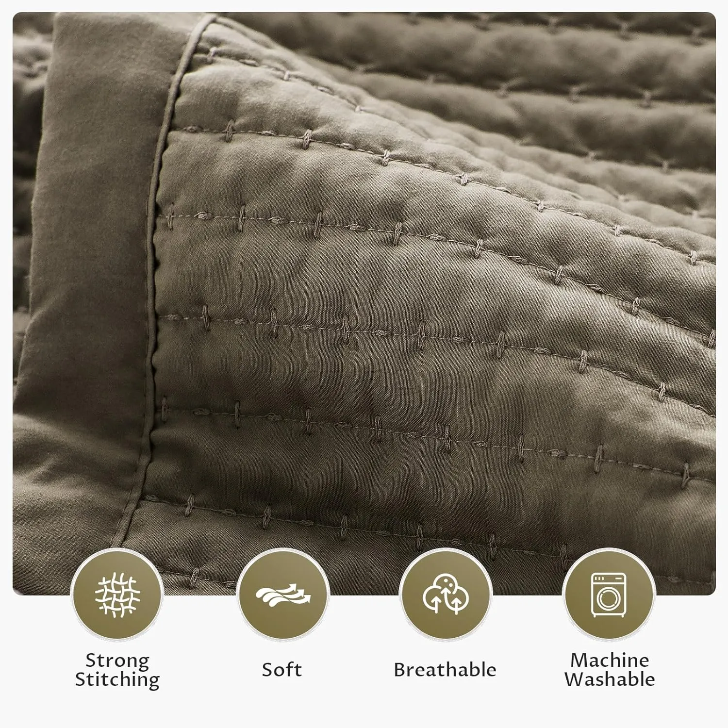 KASENTEX Cub Brown King Size Quilt Bedding Sets with Pillow-Shams, Dark Lightweight Soft Bedspread Coverlet, Quilted Blanket Thin Comforter Bed Cover, All Season Summer Spring, 3 Pieces, 100x90 inches