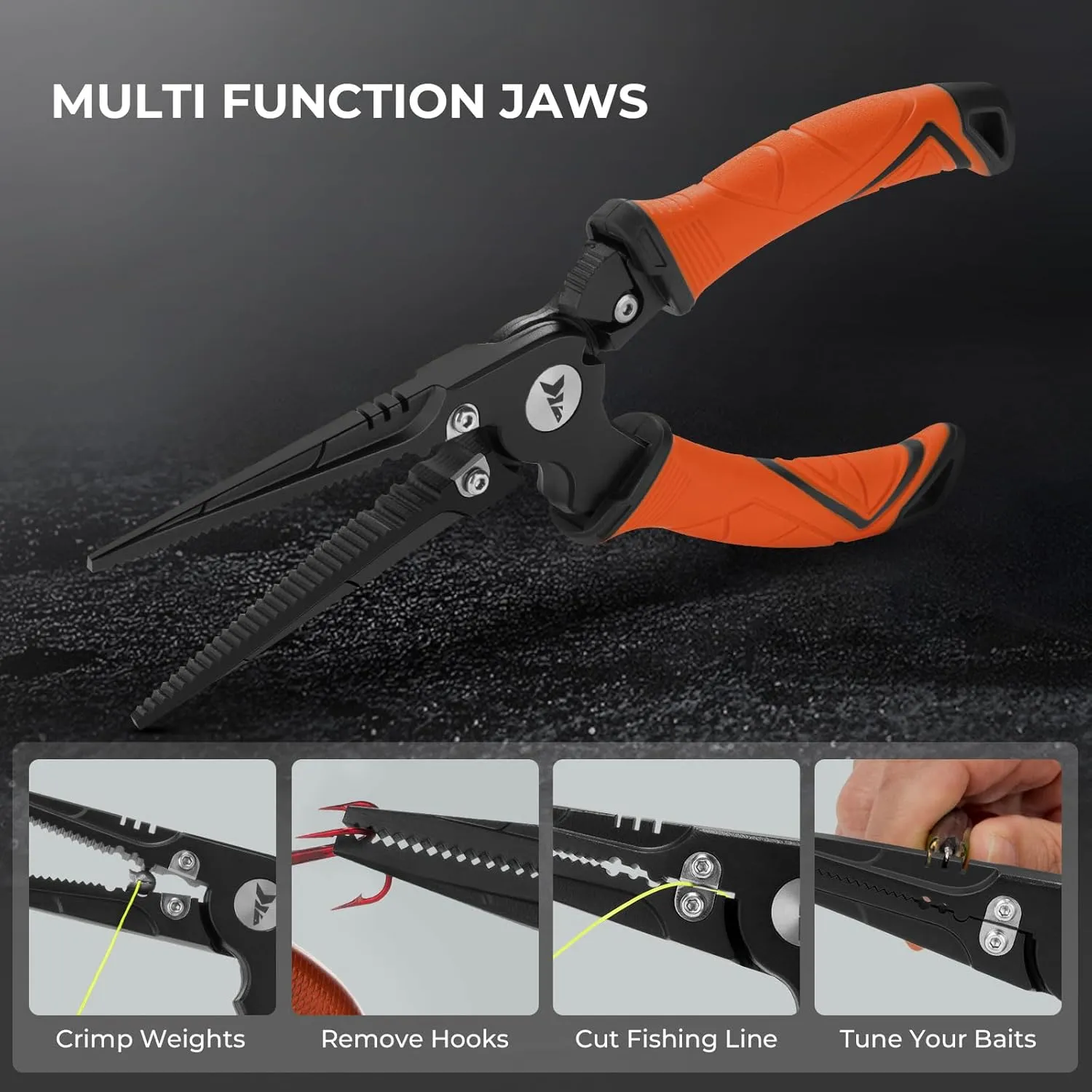KastKing Paradox Fishing Pliers, Angled Fish Lip Gripper, Saltwater Resistant 420 Stainless Steel Fishing Tools, Fishing Pliers Hook Remover with Ergonomic Handle, Fishing Gifts for Men