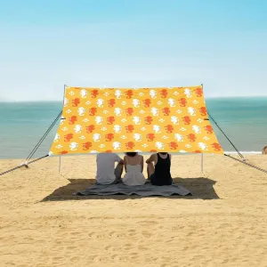 Kawaii Sea Horse Beach Canopy Tent Anti-UV & Wind Resistant, Camping Sun Shelter Easy Setup Portable,Outdoor Shade Tents with Sandbags,Sand Shovels,Ground Pegs & Stability Poles