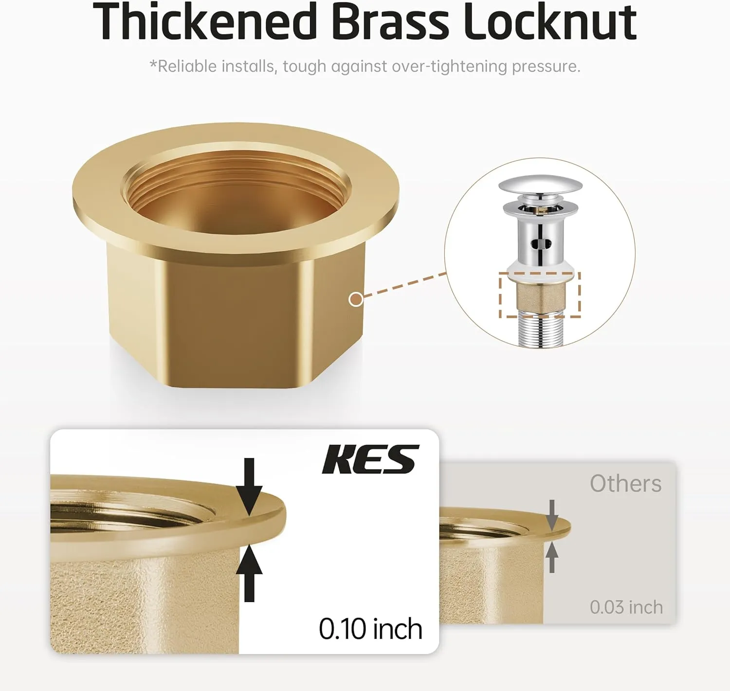 KES All Metal Bathroom Sink Drain with Strainer Basket Hair Catcher Anti Clog Pop Up Drain Stopper for Vanity Vessel Sink with Overflow, Rustproof 18/8 Stainless Steel Polished Chrome S2013A-CH