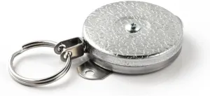 KEY-BAK Industrial Retractable Reel with 48" Stainless Steel Cable, Steel Bracket Back, Chrome Front, 8 oz. Retraction, Split Ring