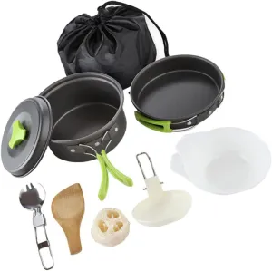 KICHOUSE -in-1 Portable Outdoor Cooking Set 4-Piece Utensils Camping Cookware for Hiking BBQ and Picnic