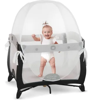 KinderSense® Pack N Play Tent | Baby Safety Crib Net for Playpens & Mini Cribs to Keep Baby from Climbing Out | Breathable Mesh - Mosquito Net Canopy Upgraded Design