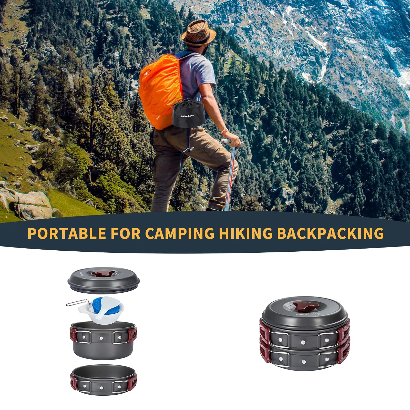 KingCamp Climber Hard-anodized Aluminum Cookware Set