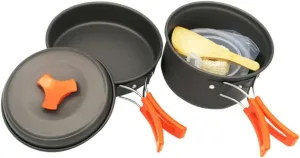 Kisangel 8-pc Camping Pot Set Lightweight Aluminum Cookware Set Frying Pan Skillet Bowl Cutlery for 1-2 People