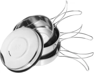 Kisangel Stainless Steel Camping Pot Kit Lightweight Durable Essential Cooking Gear for