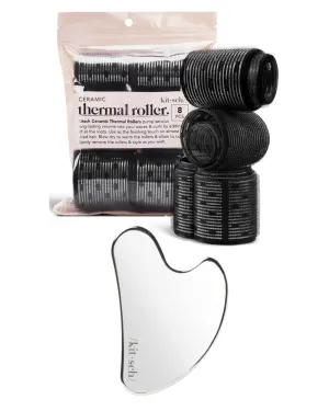 Kitsch Ceramic Thermal hair Rollers and Stainless Steel Gua Sha Facial Tool Bundle with Discount