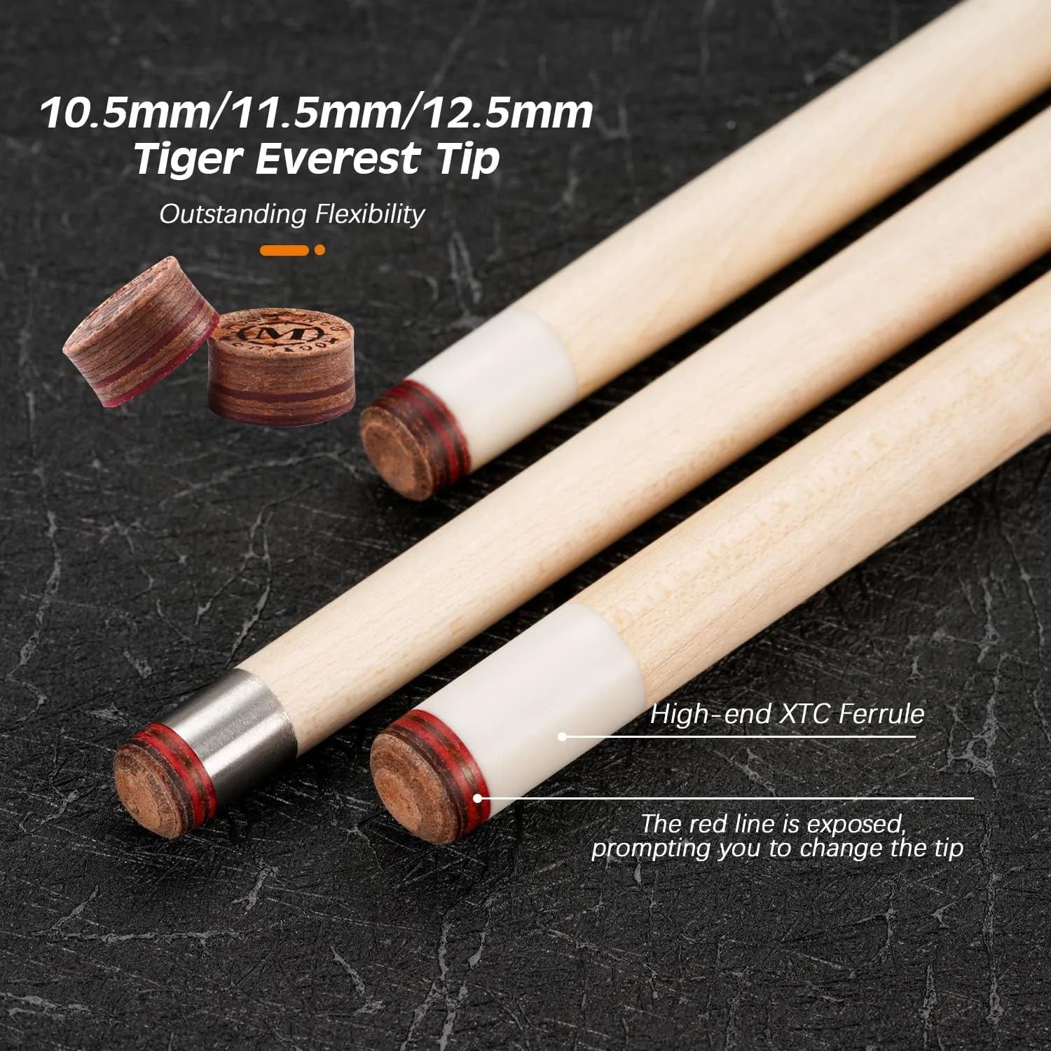 KONLLEN Pool Cue Stick Pro Taper Canadian Maple Billiard Pool Sticks for Adults with Low Deflection Shaft (10.5mm/11.5mm/12.5mm Tip) Professional Billiard Cue Set with Extension and Cue Case