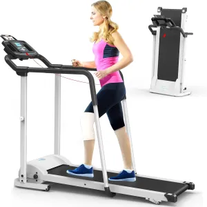 Ksports Advanced Rehab Walking Treadmill with 2.25HP Motor, Long Handrails for Balance, 287 LB Capacity, 0.4-8.0 MPH, 3-Level Incline, Bluetooth for Kinomap, Zwift & FitShow, Foldable with LCD Display