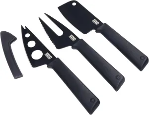 Kuhn Rikon COLORI  Non-Stick Cheese Knife Set with Safety Sheaths, Set of 3, Black