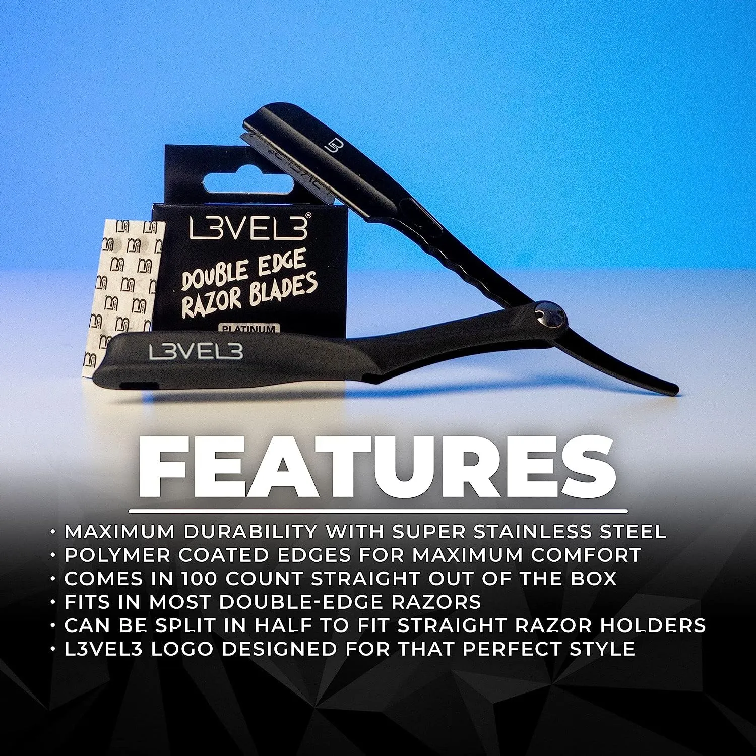 L3 - Level 3 Double Edge Razor Blades - Platinum Coated, Stainless Steel Razor Blades for the Close Shave - for Double Edged Safety Razors - 100 Count (4)