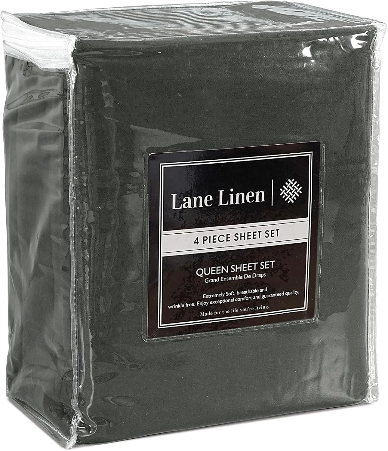 LANE LINEN Cotton Flannel Sheets Queen Size - Brushed for Extra Softness - Lightweight Queen Size 100% Cotton Sheets Set - Warm & Cozy Flannel Winter Sheets Queen Size, 15" Deep Pocket - Charcoal