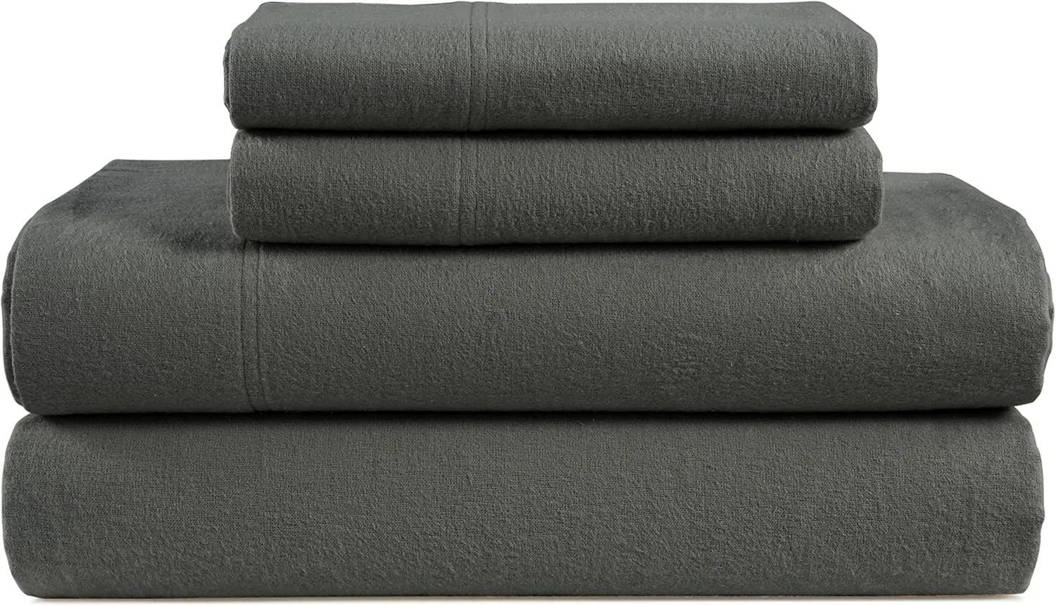 LANE LINEN Cotton Flannel Sheets Queen Size - Brushed for Extra Softness - Lightweight Queen Size 100% Cotton Sheets Set - Warm & Cozy Flannel Winter Sheets Queen Size, 15" Deep Pocket - Charcoal