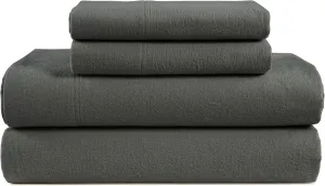 LANE LINEN Cotton Flannel Sheets Queen Size - Brushed for Extra Softness - Lightweight Queen Size 100% Cotton Sheets Set - Warm & Cozy Flannel Winter Sheets Queen Size, 15" Deep Pocket - Charcoal