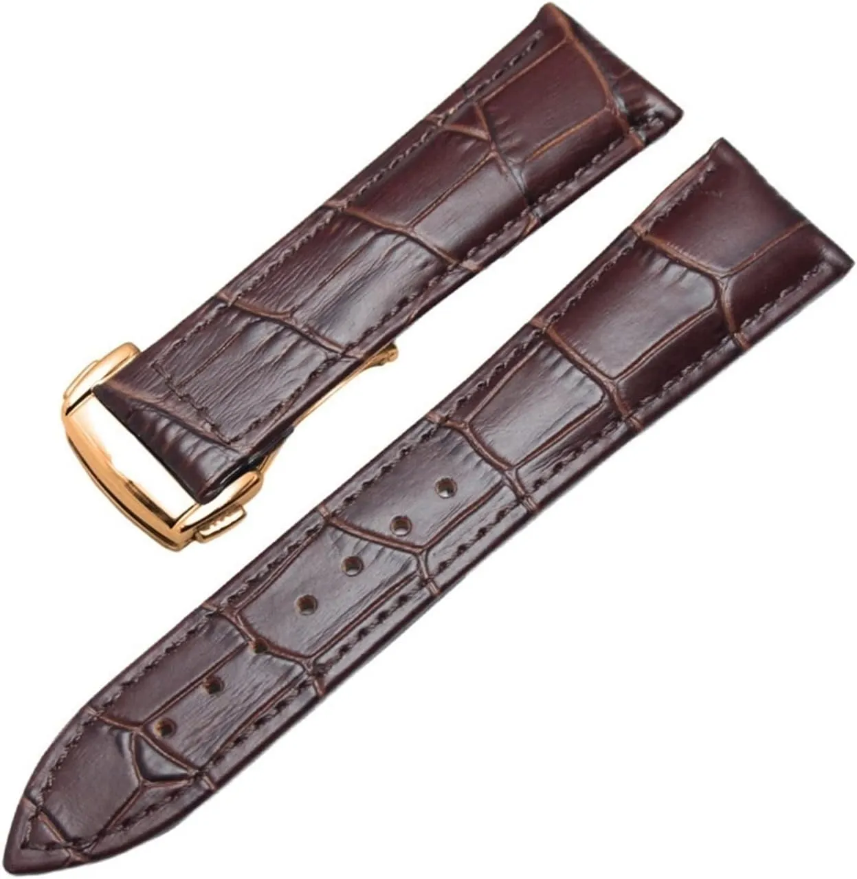 LAnGSHAW 20mm 22mm Leather Watchbands Wiht Deployment Clasp Watch Band Strap Bracelet Replacement Accessories (Band Color : Brown Gold Clasp, Band Width : 20mm)