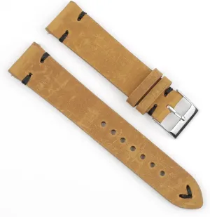 LAnGSHAW Handmade Vintage Leather Watch Band 18mm 20mm 22mm Yellow Green Watchband Stainless Steel Buckle Watch Strap for Watch (Band Color : Yellow Brown-B Wire, Band Width : 20mm)