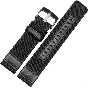 LAnGSHAW Nylon Watchbands Men Sport Strap 20mm 22mm 24mm Black Green Coffee Watch Band Belt Stainless Steel Buckle Clasp Accessories (Band Color : Black Black Buckle, Band Width : 22mm)