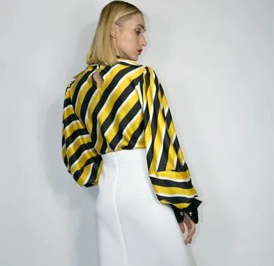 Lantern Sleeve Collar Top