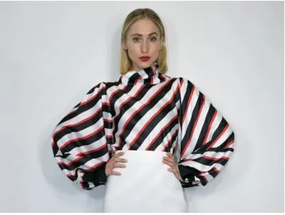 Lantern Sleeve Collar Top