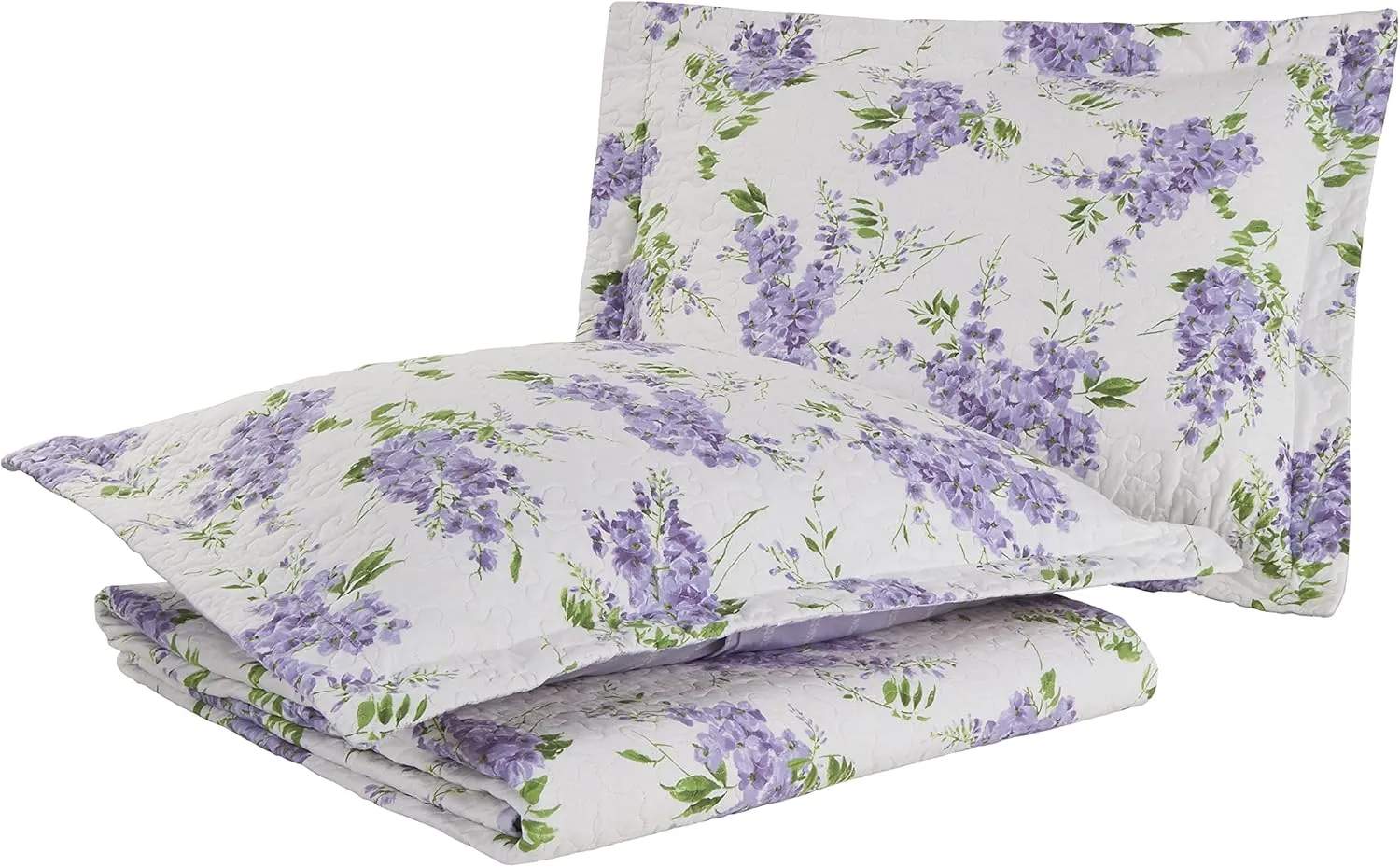 Laura Ashley - Queen Quilt Set, Reversible Cotton Bedding with Matching Shams, Lightweight Decor for All Seasons (Keighley Lilac, Queen)