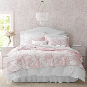Laura Ashley - Queen Quilt Set, Reversible Cotton Bedding with Matching Shams, Lightweight Home Decor for All Seasons (Bedford Pink, Queen)