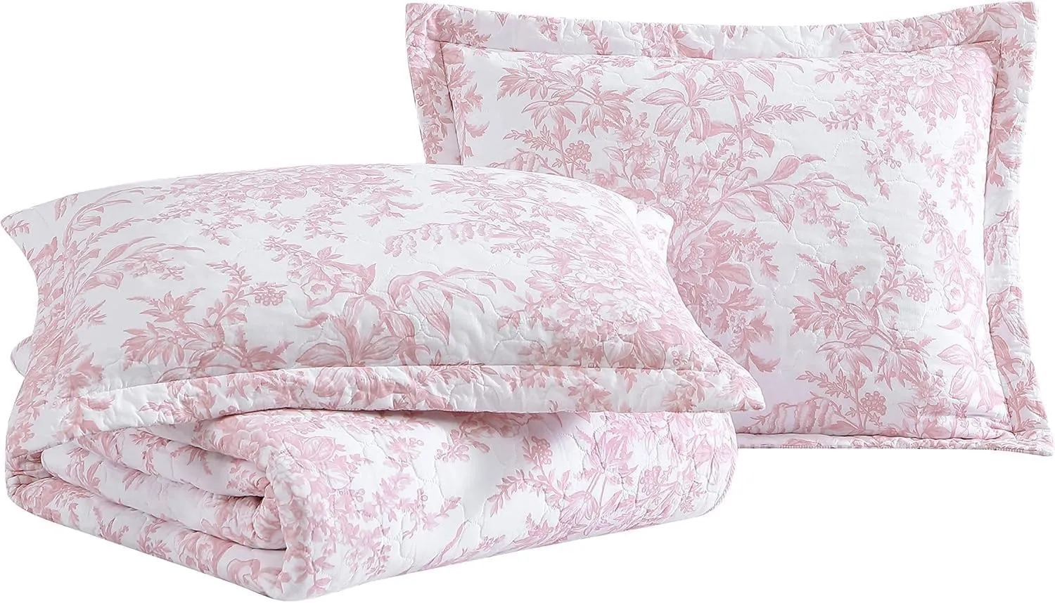 Laura Ashley - Queen Quilt Set, Reversible Cotton Bedding with Matching Shams, Lightweight Home Decor for All Seasons (Bedford Pink, Queen)