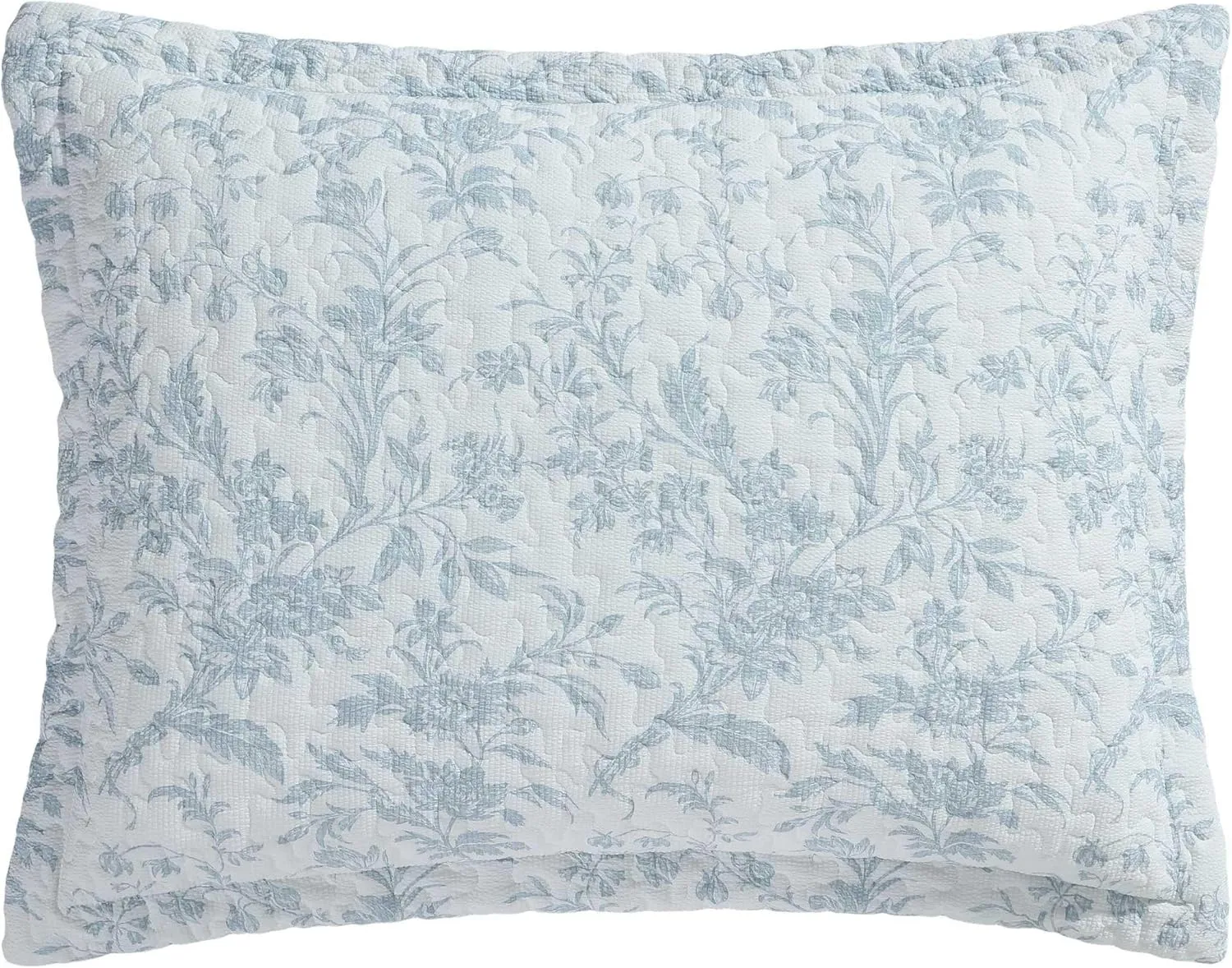 Laura Ashley - Twin Quilt Set, Textured Seersucker Bedding with Matching Sham, Reversible Bedding Essentials (Amberly Pastel Blue, Twin)