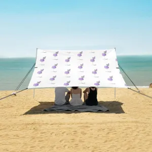 Lavender Wine Glasses Beach Canopy Tent Anti-UV & Wind Resistant, Camping Sun Shelter Easy Setup Portable,Outdoor Shade Tents with Sandbags,Sand Shovels,Ground Pegs & Stability Poles