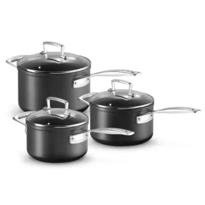 Le Creuset Toughened Non-Stick 3-piece saucepan set with glass lid