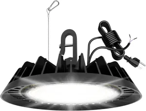 LED High Bay Light 200W Super Bright 32,000LM (160LM/W) 1-10V Dimmable, 5' Cable with Plug, Hanging Hook, Safe Rope, High Bay LED Light for Factory Warehouse Workshop