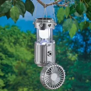 LED Lighted Solar Powered Collapsible Lantern with Fan